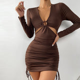 Sexy V-neck Long-sleeved Dress
