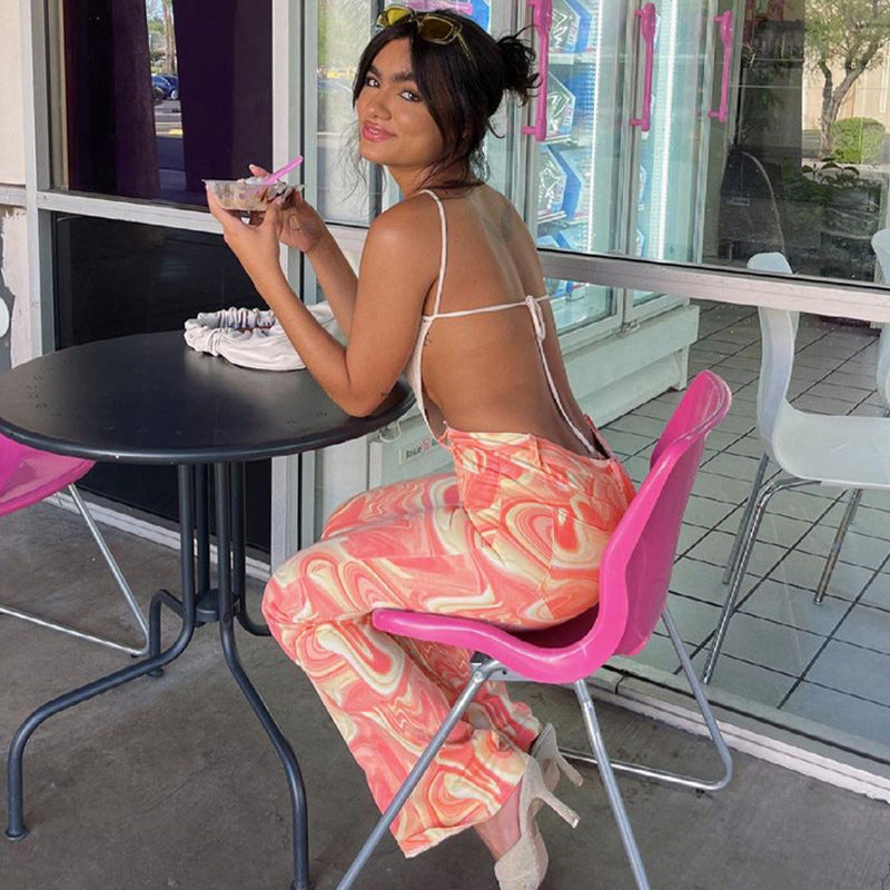 Printed Loose Casual Flare Pants