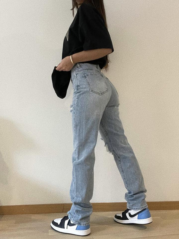 Loose Vintage High Waist Small Straight Jeans
