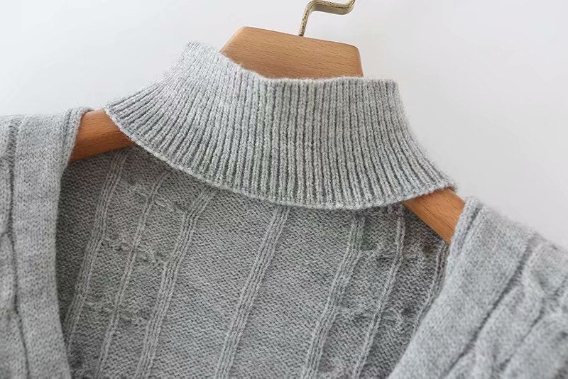 Grey Twist Knit Sweater