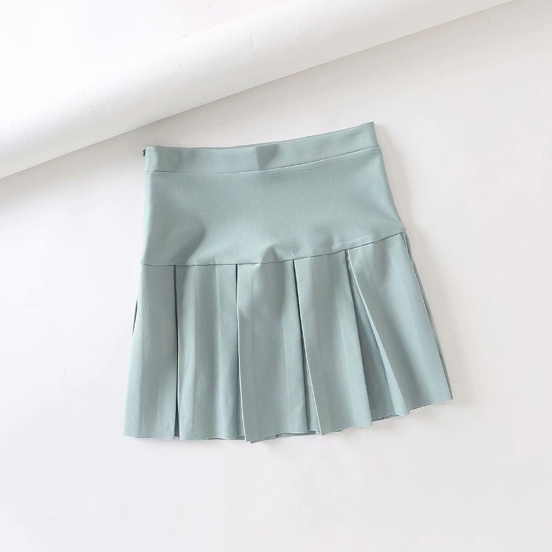 High Waist Elastic Pleated Skirt