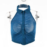 Halter Single-breasted Lapel Top