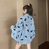 bird feathers Denim Jacket