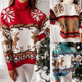 Turtleneck Christmas Jacquard Knitted Sweater