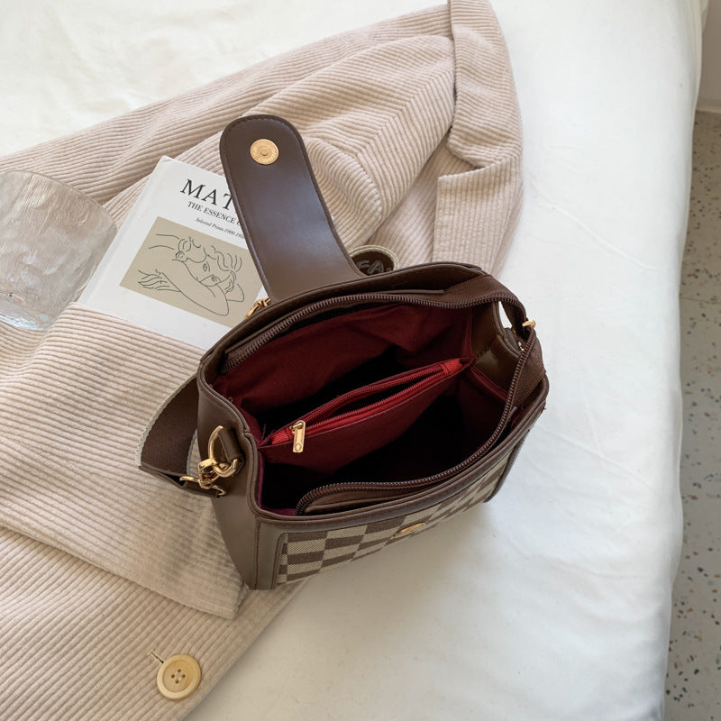 Checkerboard Leopard Print Square Bag