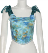 Short Oil Painting Printed Tank Top