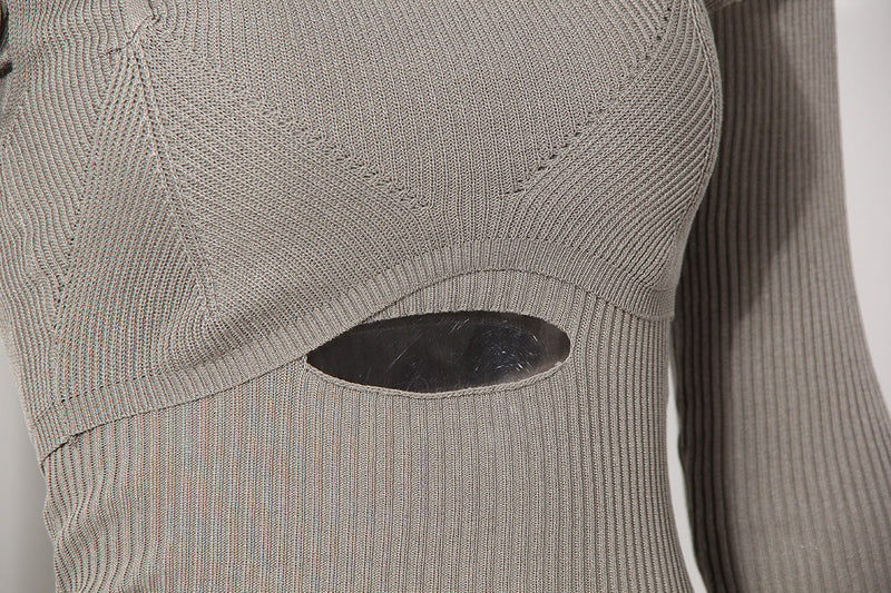 One-shoulder Irregular Hollow Slim Fit Slim Top