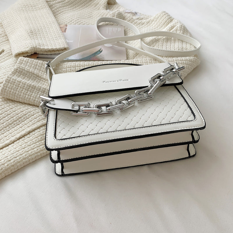 Solid Color Letter Flap Organ Crossbody Bag