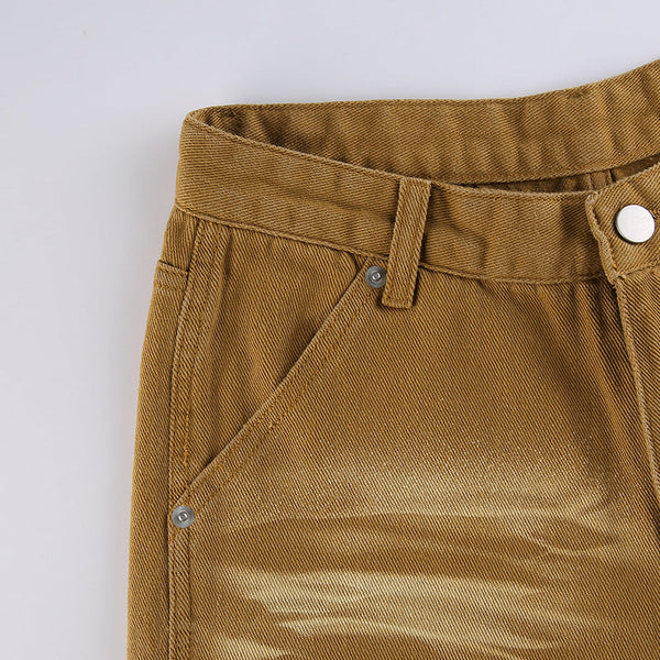 Brown High Waist Slimming Loose Straight-leg Pants