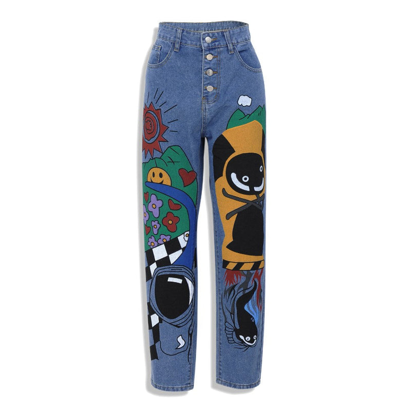 Cartoon Printed Jeans