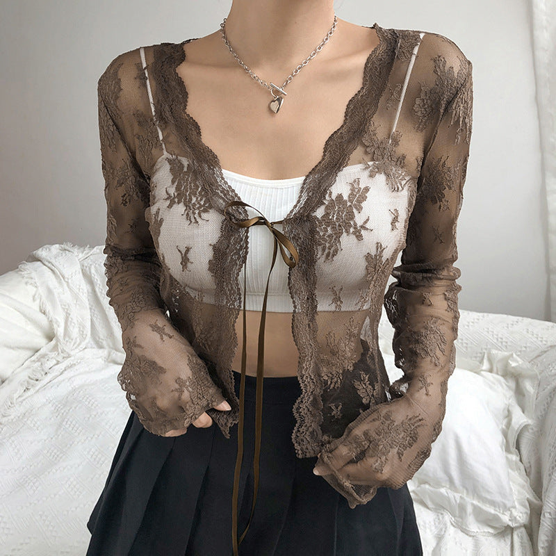 Lace Small Cardigan Short-Sleeved Top
