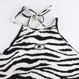 Contrast Color Halterneck Slim Fit Cropped Camisole