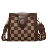 Checkerboard Leopard Print Square Bag
