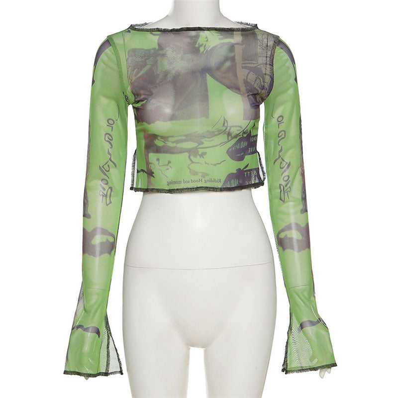 Street Printing Navel Slim T-shirt