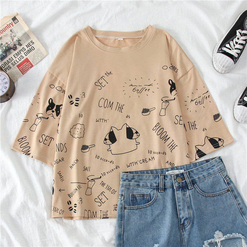 Cartoon Student Short Sleeve Shirt