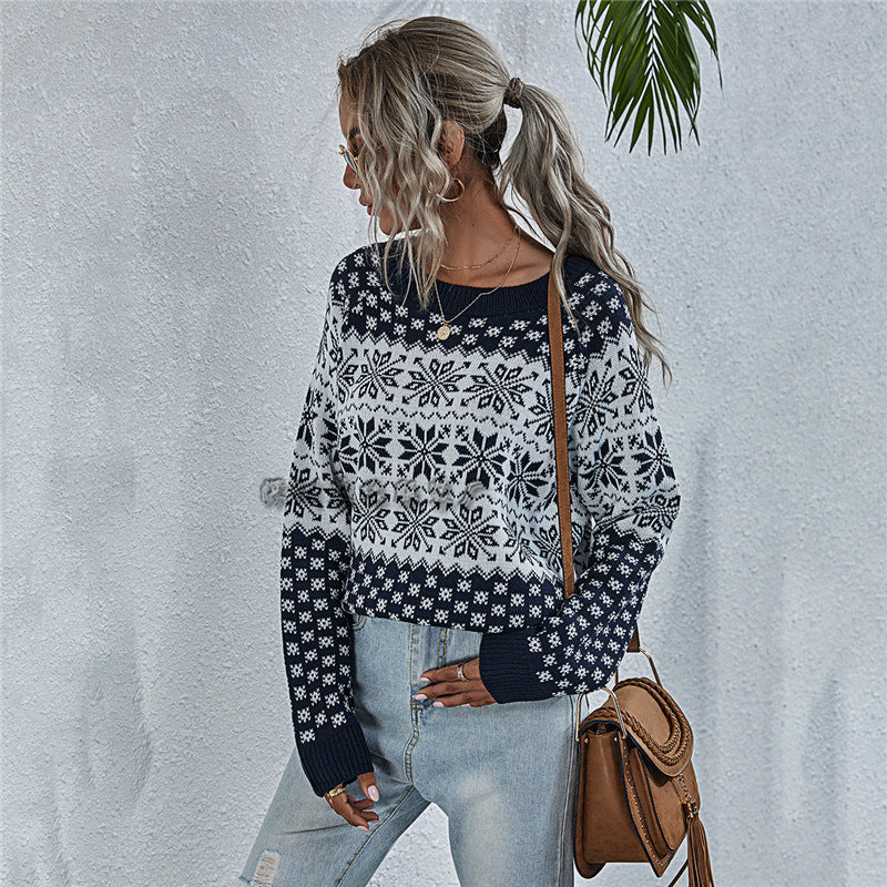 Knitted Loose Christmas Long-sleeved Round Neck Sweater