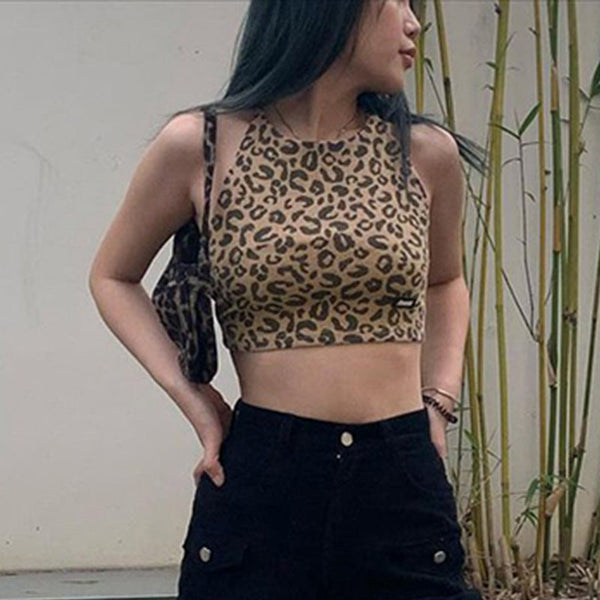 Leopard Print Halter Strap Top