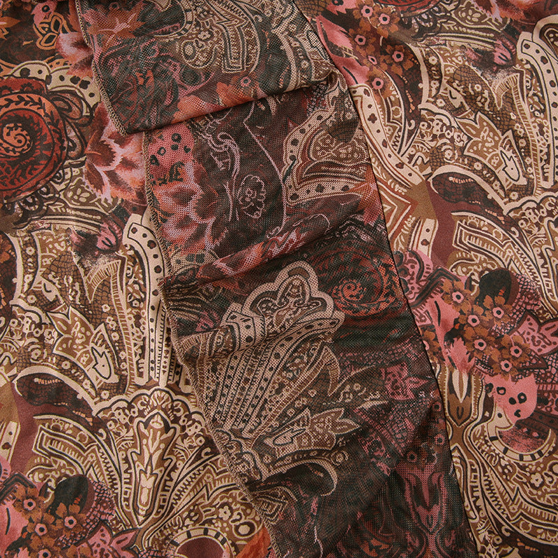 Retro Smocked Lace Suspenders Slim Dress