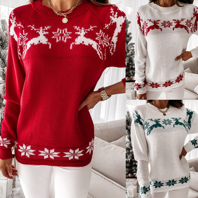 Elk Partial Jacquard Knitted Sweater