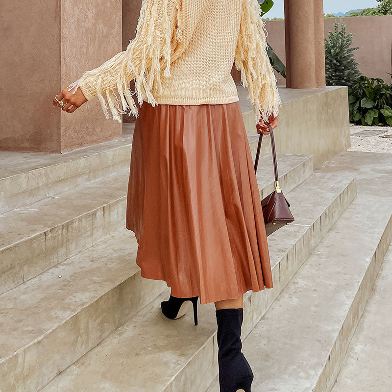 High-Waist Pleated Skirt