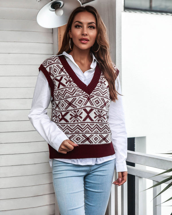 Knitted Vest Acrylic Sweater