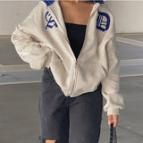 Letter Print Hoodie Sweater Jacket