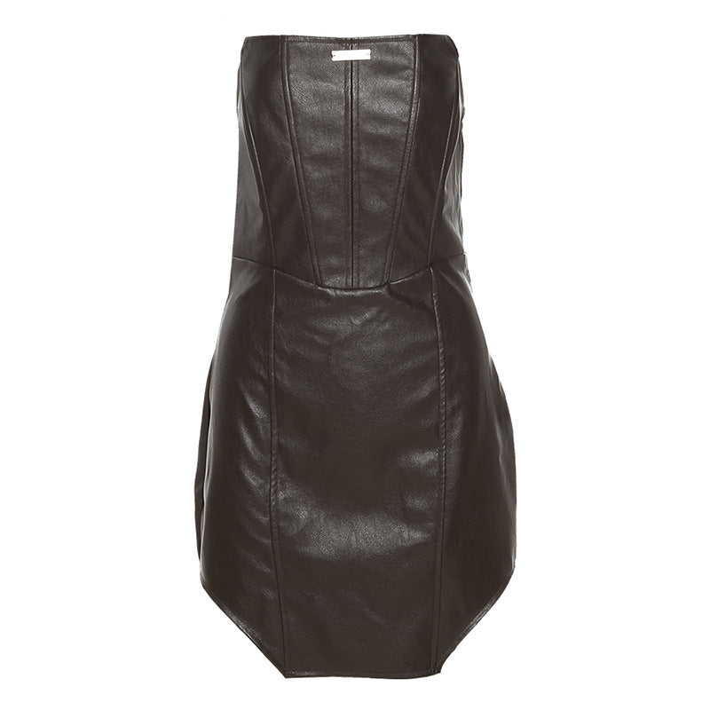 Leather Street Sexy Tube Top Dress Suit