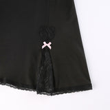 Lace Stitching Bow Suspender Dress