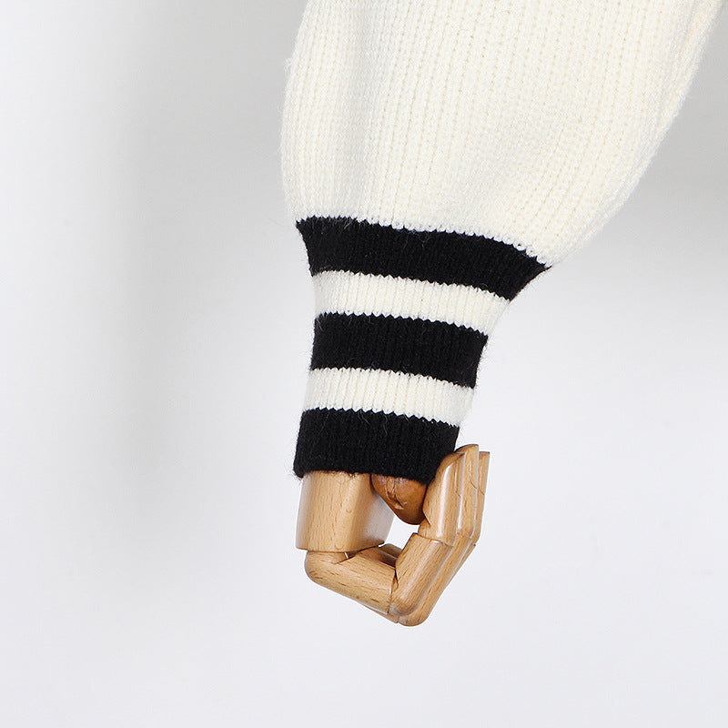 College Style Cardigan Black And White