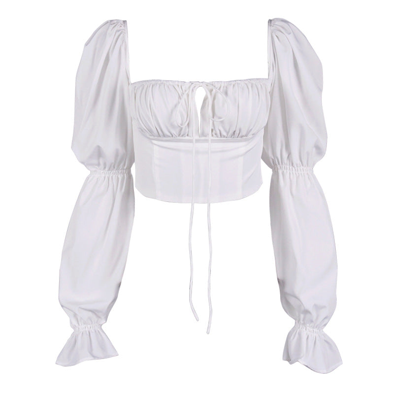 Sexy Solid Color Flared Sleeves Top