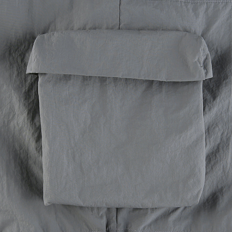 Low-rise Straight-leg Multi-pocket Overalls Pants