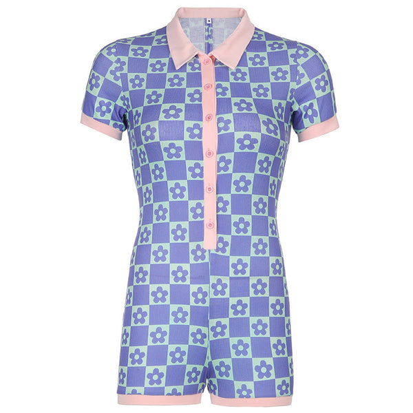 Short Contrasting Button Jumpsuit