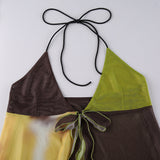 90s Aesthetics Fairy Tie Dye Patchwork Slit Mesh Tank Top