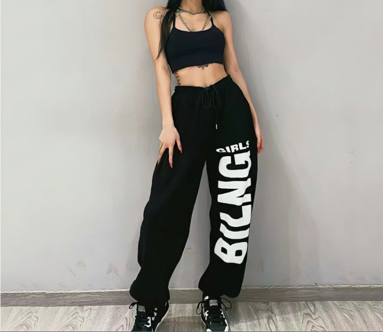 Thin Loose-fitting Letter Guard Pants