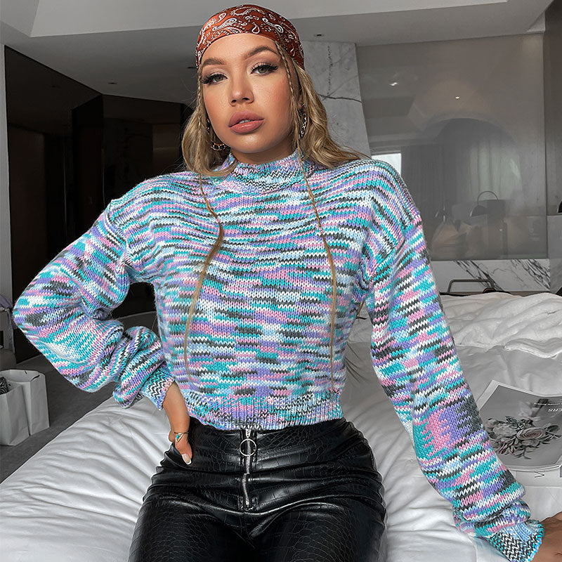 Slim Camouflage Ladies Lazy Sweater