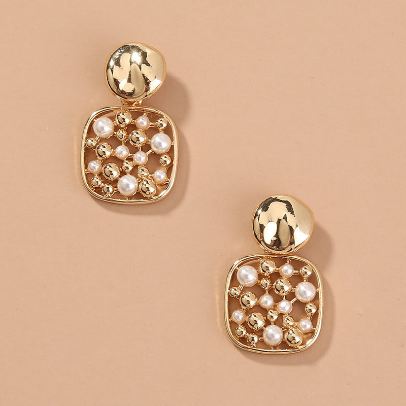 Square Cut-out Pearl Earring Accessories