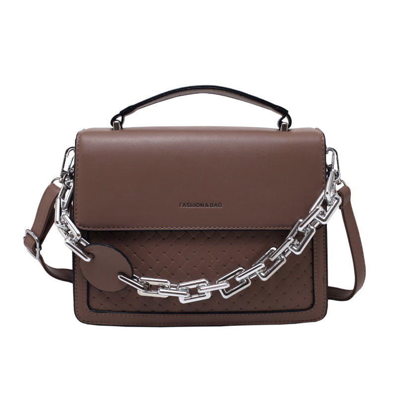 Solid Color Letter Flap Organ Crossbody Bag