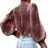 Lantern Sleeve Puff Sleeve Printed Shirt Top