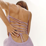 Sexy Big Backless Strappy Sling Long Sweater Dress