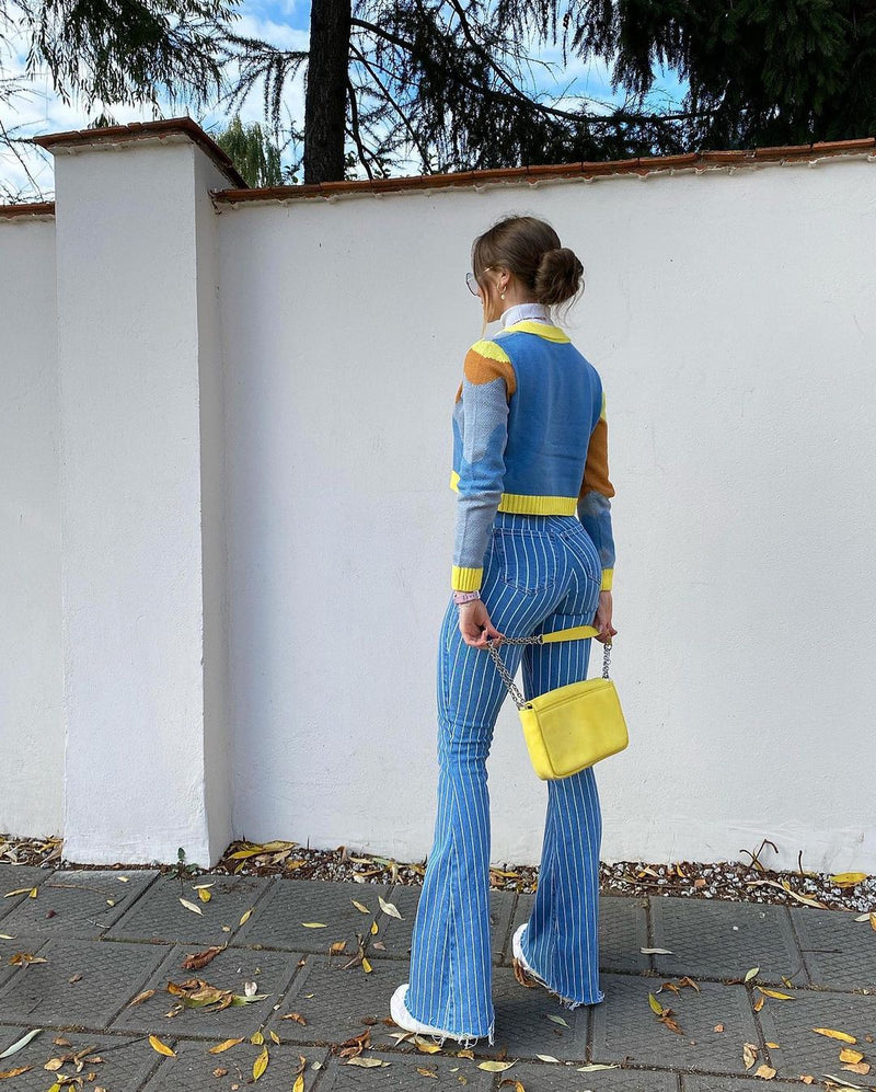 Street Retro Style Striped Pants