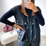 Sleeveless PU Leather Jacket