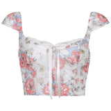 Y2K Cute Floral Print Cropped Tee