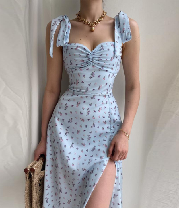 Light Blue Sexy Strappy Dress