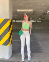 Trendy Drape High-waist Straight-leg Trousers