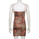 Retro Smocked Lace Suspenders Slim Dress