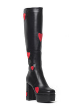 Zipper High Thick Heel Hearts Boots