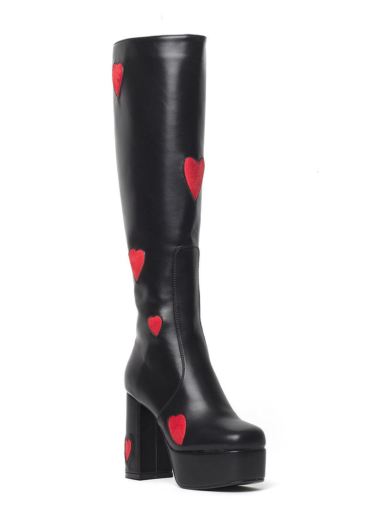Zipper High Thick Heel Hearts Boots