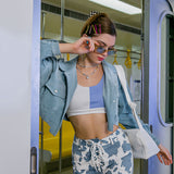 Blue Sexy Short Jacket