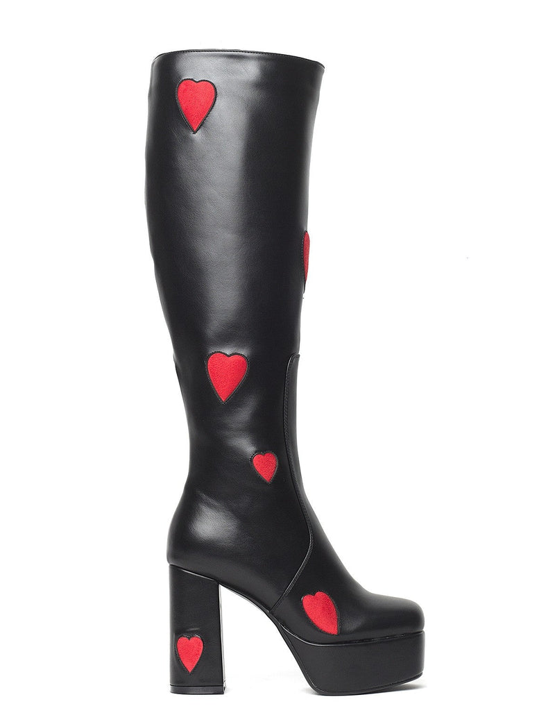 Zipper High Thick Heel Hearts Boots