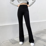 High Waist Slim Micro Flared Casual Pants